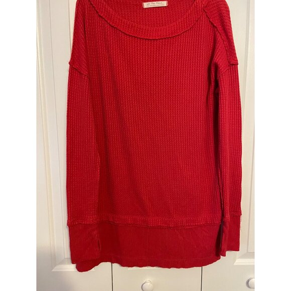 We The Free Red Thermal Waffle Long Sleeve Womens Top Size S - Picture 4 of 8